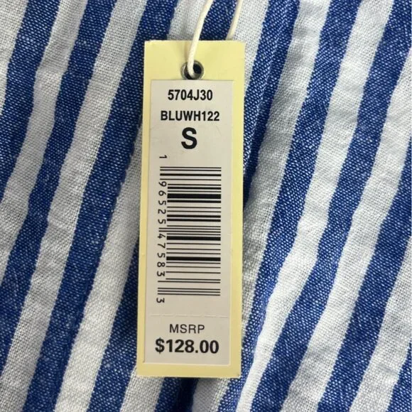 Max Studio London Button Front Shirt Size Small Blue White New Striped Casual - Picture 8 of 11